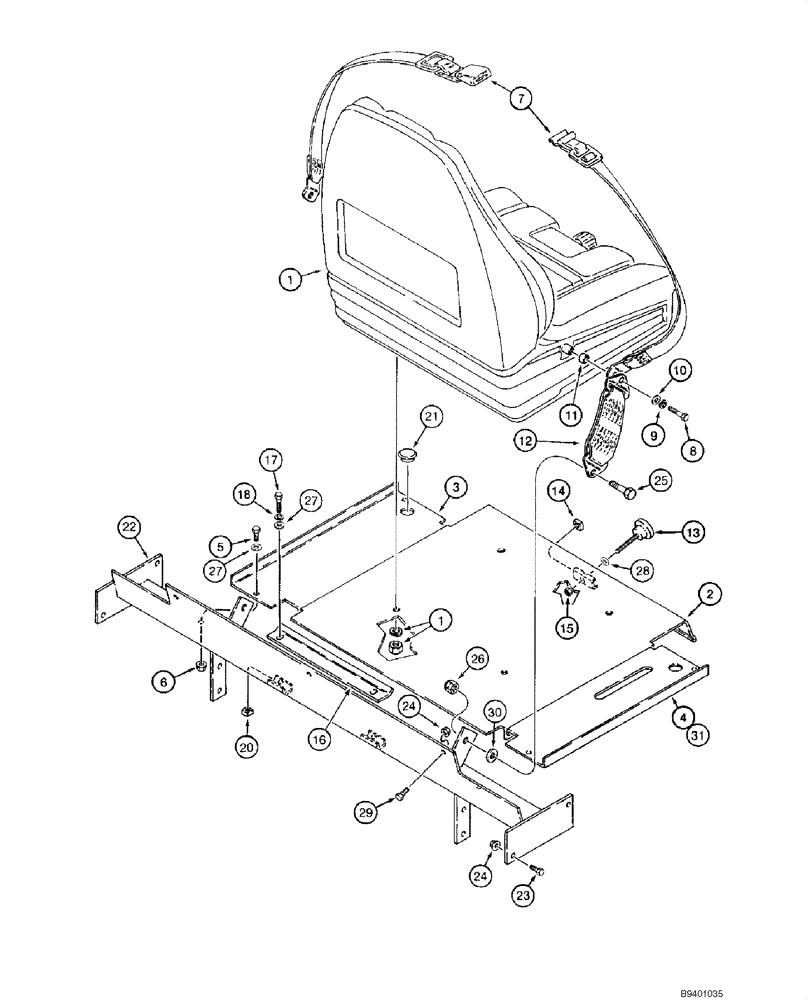 Схема запчастей Case IH 1845C - (09-25) - SEAT, MOUNTING - SUSPENSION (NORTH AMERICA), - JAF0040227 (09) - CHASSIS/ATTACHMENTS