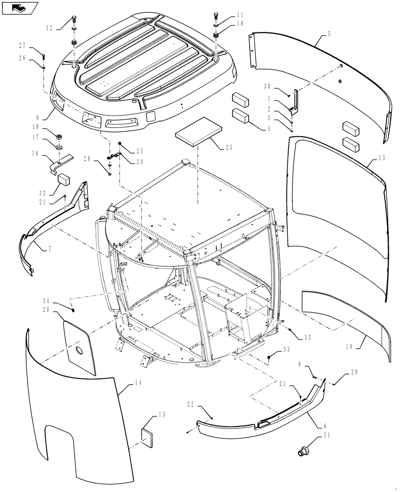 Схема запчастей Case IH STX375 - (09-17) - CAB - SKIRTS AND GLASS (09) - CHASSIS