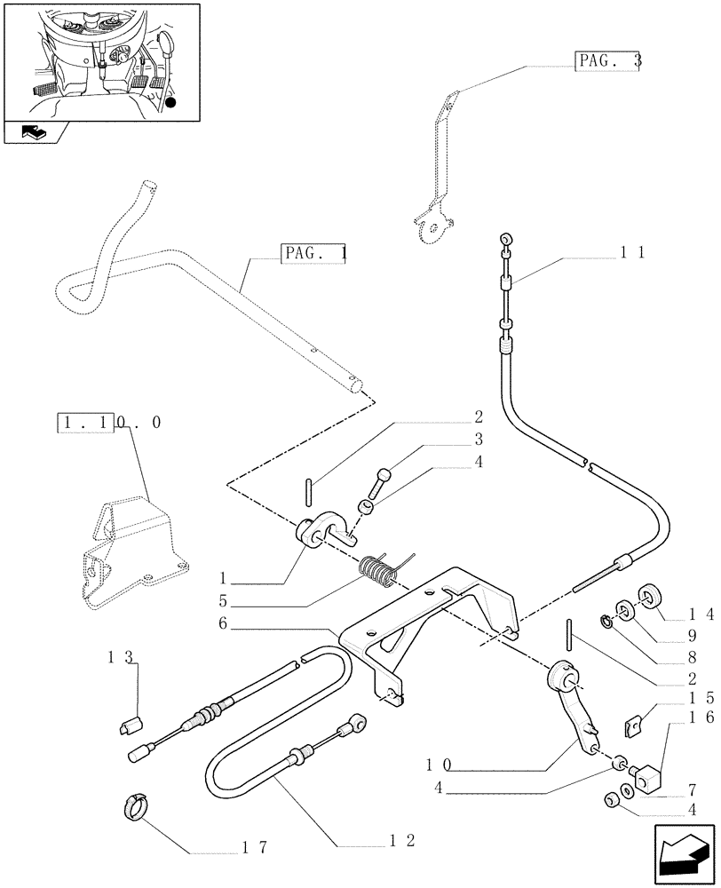 Схема запчастей Case IH FARMALL 65C - (1.92.10/01[02]) - THROTTLE CONTROL LINKAGE - L/CAB (10) - OPERATORS PLATFORM/CAB