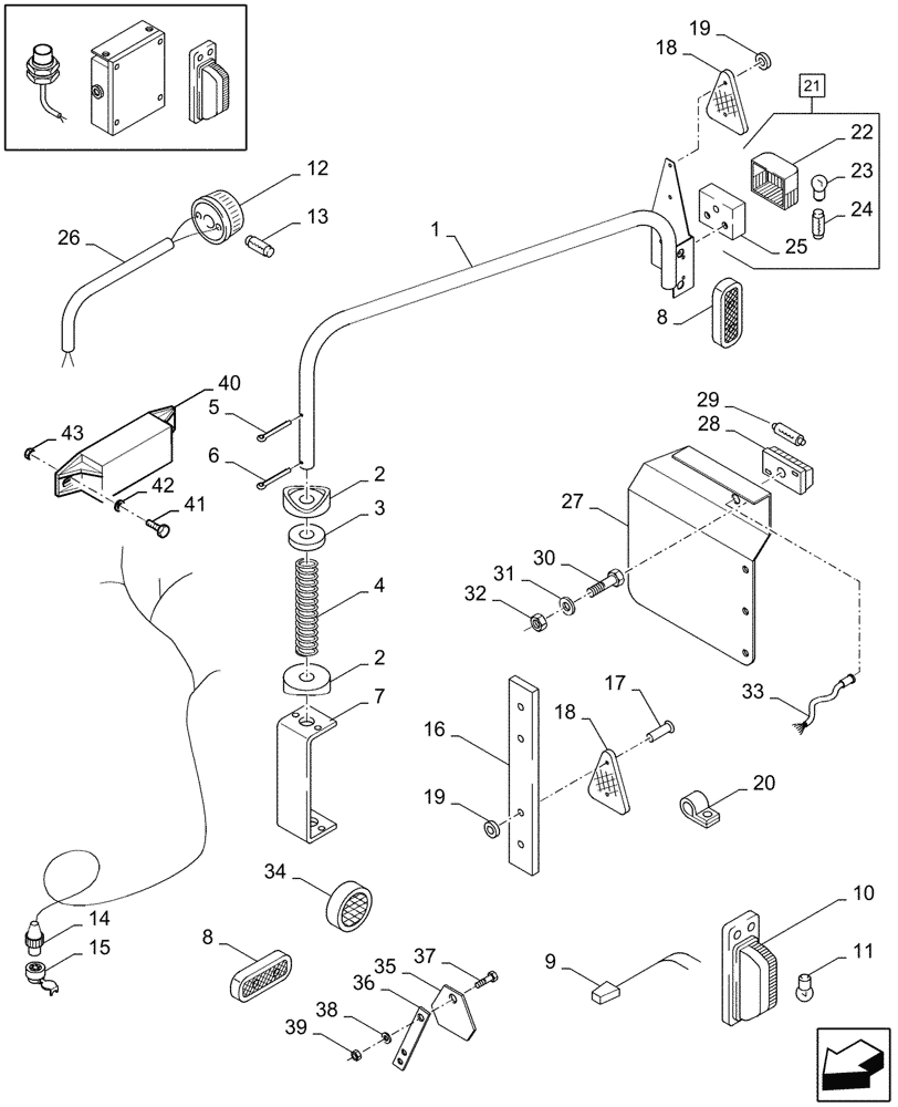 Схема запчастей Case IH LBX331P - (06.02[01]) - ROAD LIGHTS (06) - ELECTRICAL SYSTEMS