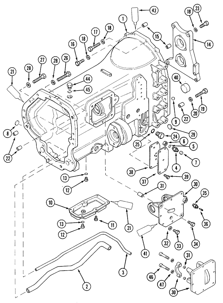 Схема запчастей Case IH 5230 - (6-002) - TRANSMISSION, HOUSING AND FRONT BEARING CARRIER (06) - POWER TRAIN