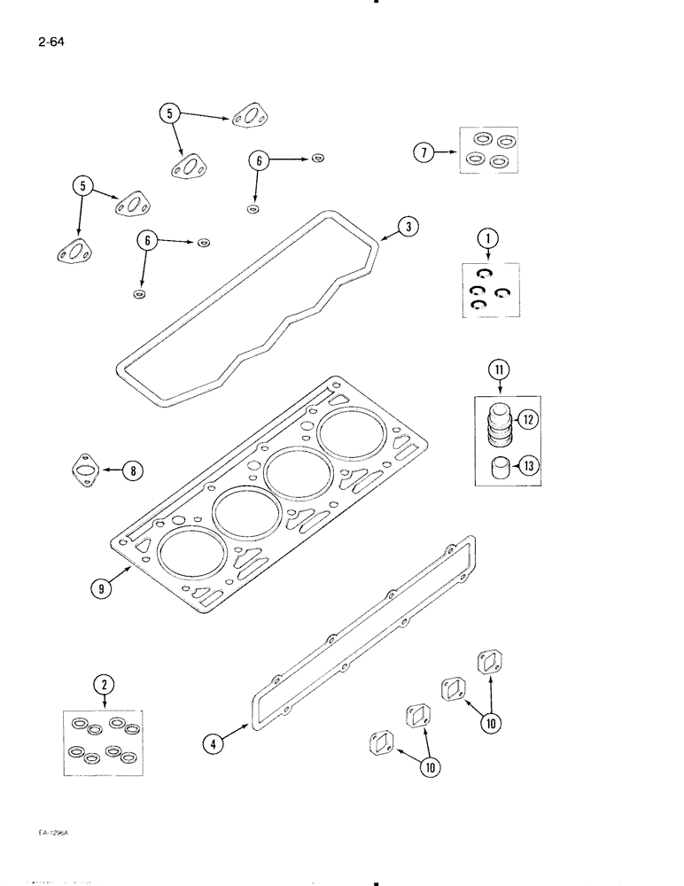 Схема запчастей Case IH 695 - (2-64) - ENGINE SERVICE KIT, CYLINDER HEAD GASKETS (02) - ENGINE