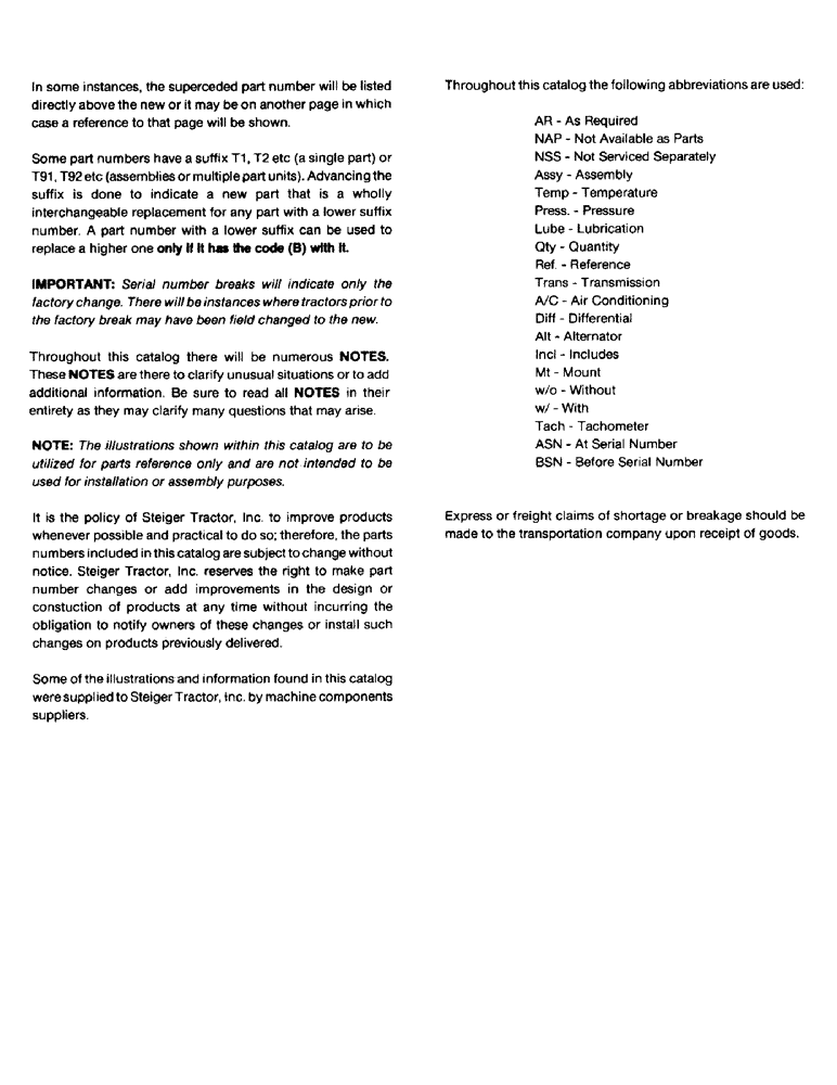 Схема запчастей Case IH CS-360 - (00-02) - FOREWORD (00) - GENERAL