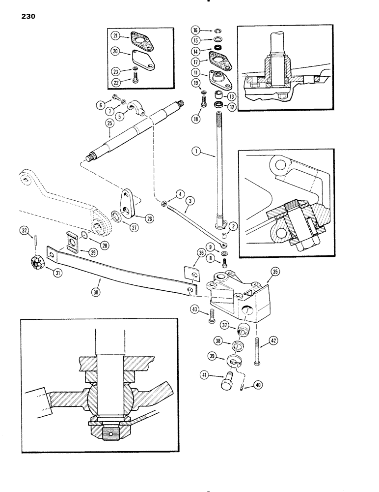 Схема запчастей Case IH 1090 - (230) - D-O-M LOWER SENSING LINKAGE (08) - HYDRAULICS
