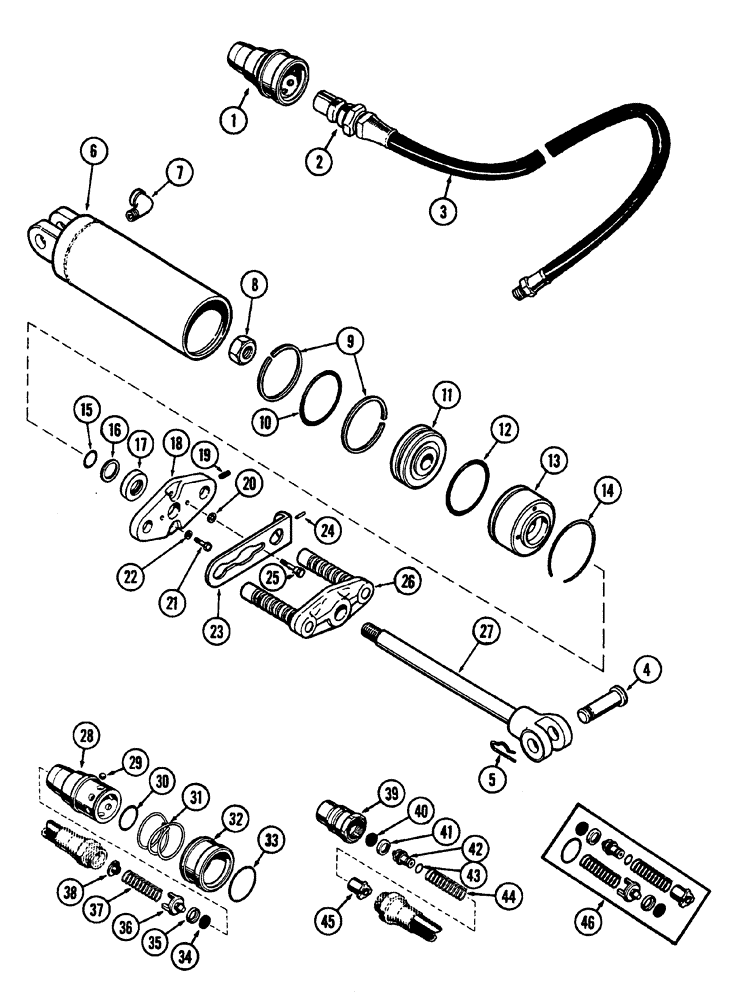 Схема запчастей Case IH 630 - (127) - PORTABLE HYDRAULIC CYLINDER, HOSES & COUPLINGS, PARTS FOR G30463 FEMALE COUPLING & 4025AA MALE COUPL (08) - HYDRAULICS