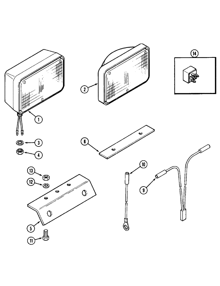 Схема запчастей Case IH 1896 - (4-096) - FLOOD LAMP ATTACHMENT, LOWER FRONT (04) - ELECTRICAL SYSTEMS