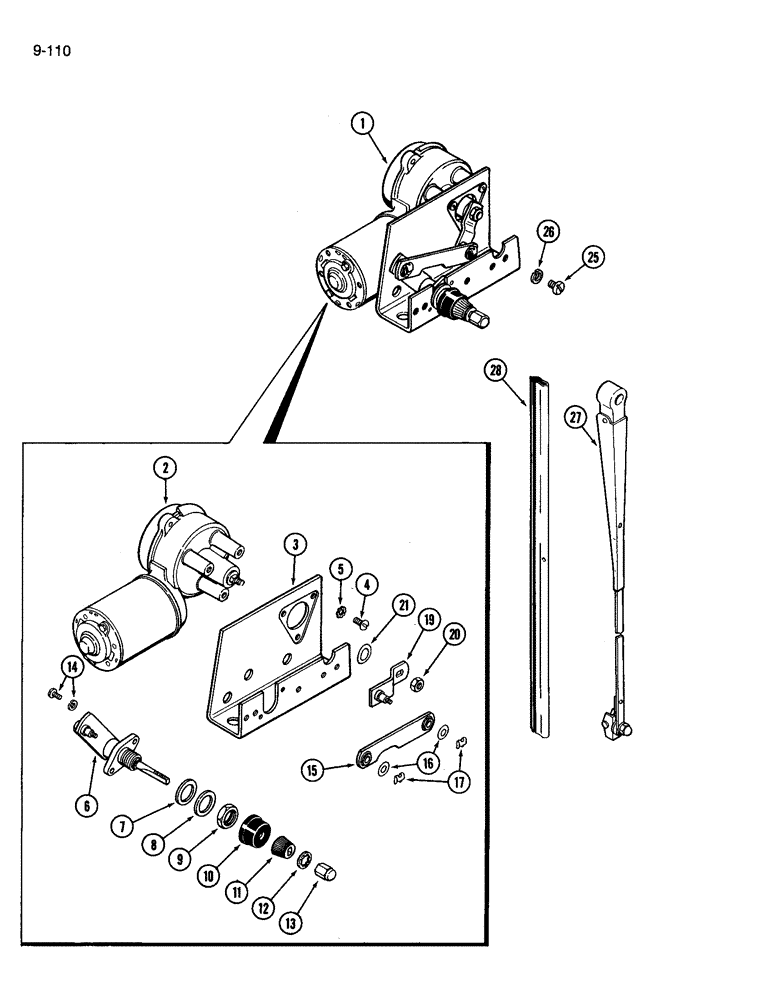 Схема запчастей Case IH 3594 - (9-110) - CAB, WINDSHIELD WIPER, AMERICAN BOSCH (09) - CHASSIS/ATTACHMENTS
