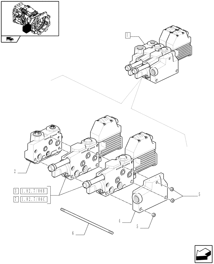 Схема запчастей Case IH PUMA 140 - (1.82.7/06A) - 2 SLICE ELECTROHYDRAULIC MID MOUNTED VALVES - BREAKDOWN (07) - HYDRAULIC SYSTEM