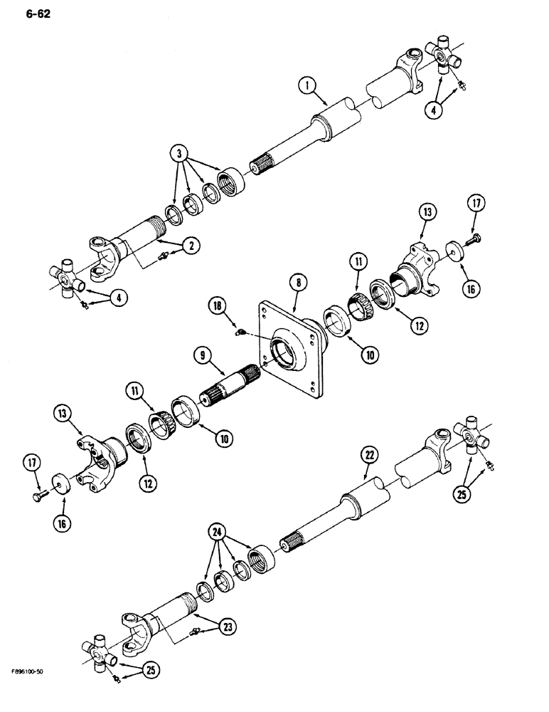 Схема запчастей Case IH 9180 - (6-62) - PTO DRIVE SHAFT ASSEMBLIES (06) - POWER TRAIN