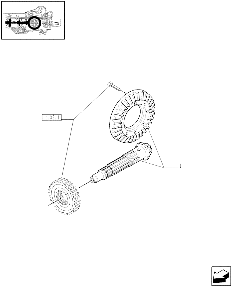Схема запчастей Case IH JX1095N - (1.32.1/02) - (VAR.320-320/1) HIGH SPEED RING GEAR AND PINION 40KM/H, 4WD - HIGH SPEED RING GEAR AND PINION (03) - TRANSMISSION