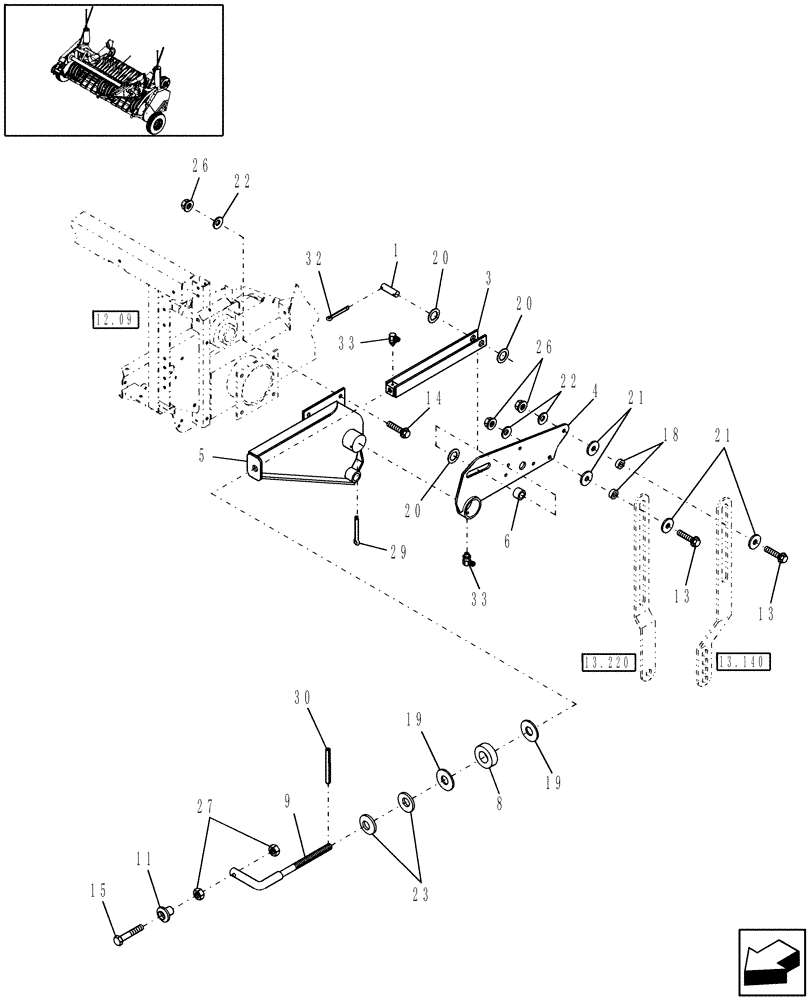 Схема запчастей Case IH RBX553 - (13.800) - STANDARD PICKUP, MECHANICAL PICKUP LIFT WITH ONE PIECE HANDLE (13) - FEEDER