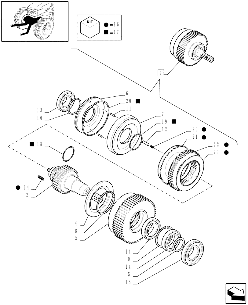 Схема запчастей Case IH PUMA 210 - (1.81.9/02B) - FRONT HPL FOR ELECTRONIC REMOTES WITH PTO, LESS AUX. COUPLERS - CLUTCH - BREAKDOWN (07) - HYDRAULIC SYSTEM