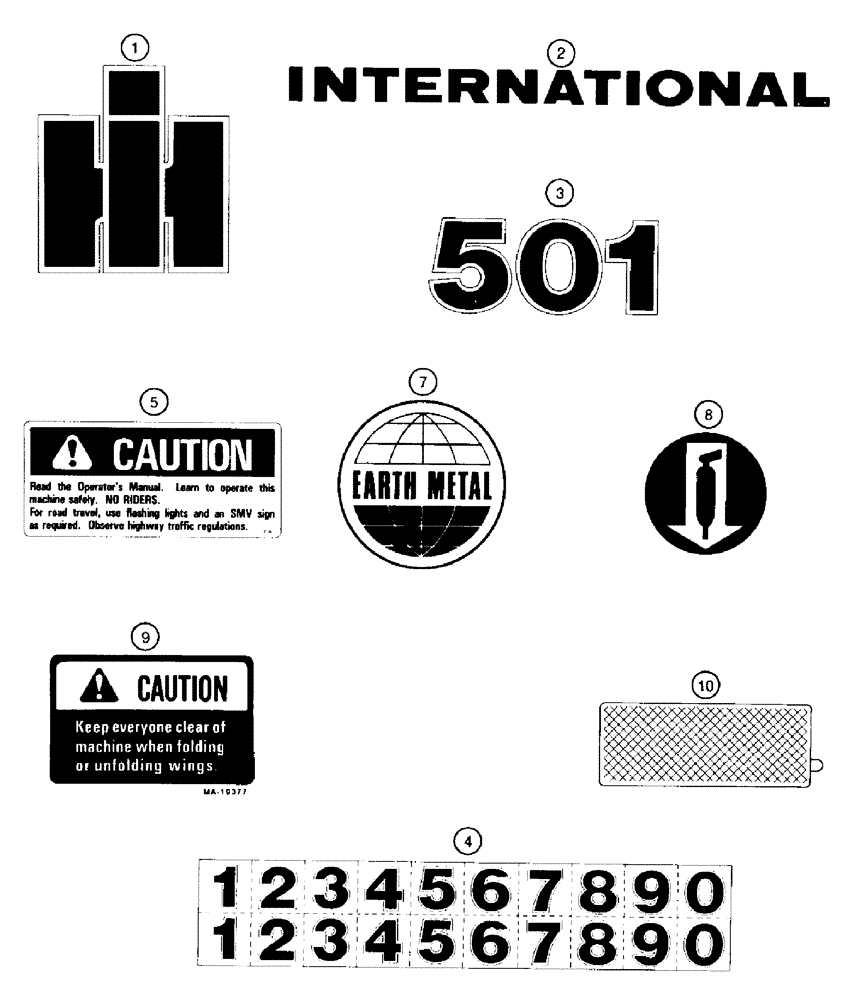 Схема запчастей Case IH 501 - (9-18) - DECALS, INTERNATIONAL (09) - CHASSIS/ATTACHMENTS