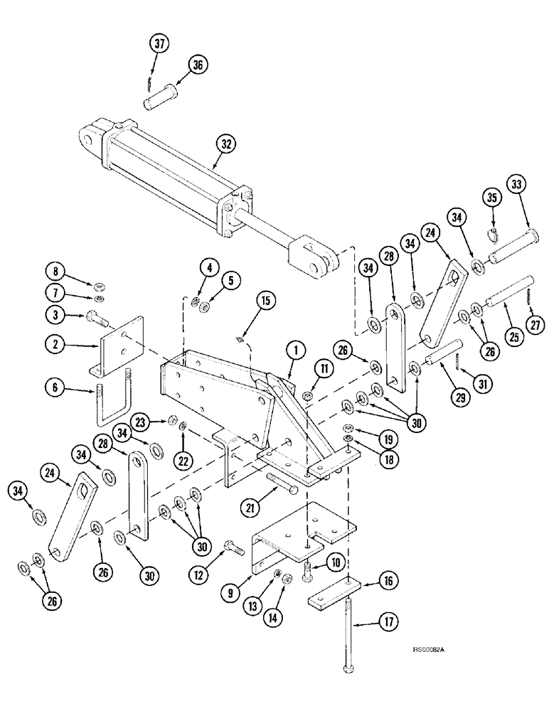 Схема запчастей Case IH 5800 - (9-50) - FRONT AND REAR SECONDARY WING LIFT HINGES, AND CYLINDER (09) - CHASSIS/ATTACHMENTS