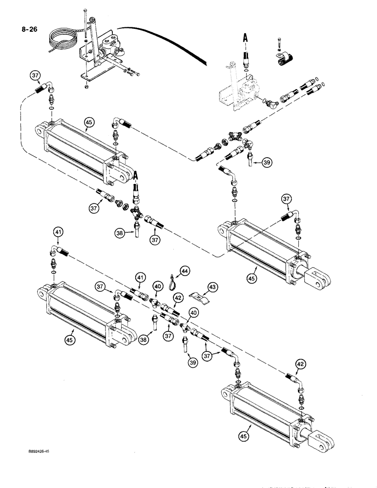 Схема запчастей Case IH 780 - (8-26) - WING LIFT HYDRAULIC CIRCUIT, WITH DIVERTER VALVE (08) - HYDRAULICS