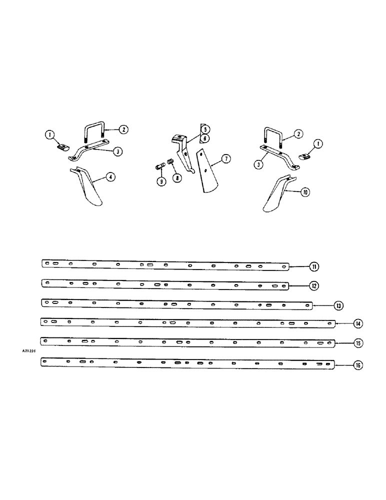 Схема запчастей Case IH WB-SERIES - (62) - DISK SCRAPERS, FRONT AND REAR, 7-1/4 INCH SPACING, B137, B147, B157 