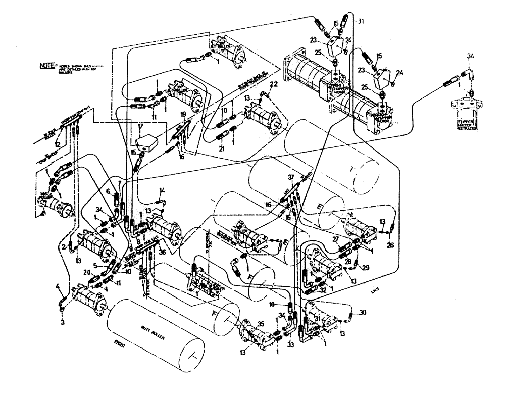 Схема запчастей Case IH 7700 - (B05-65) - HYDRAULIC CIRCUIT, (BOTTOM ROLLERS - ROTARY Hydraulic Components & Circuits
