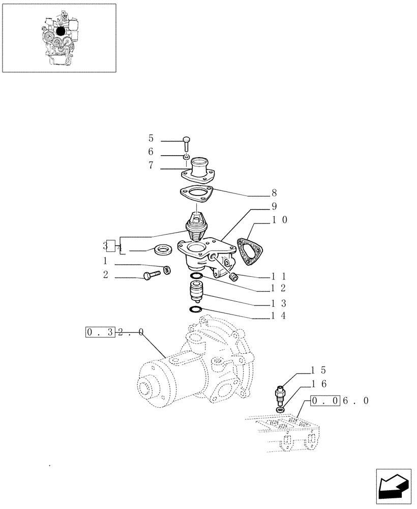 Схема запчастей Case IH JX90 - (0.32.6/01) - THERMOSTAT AND RELATED PARTS (01) - ENGINE