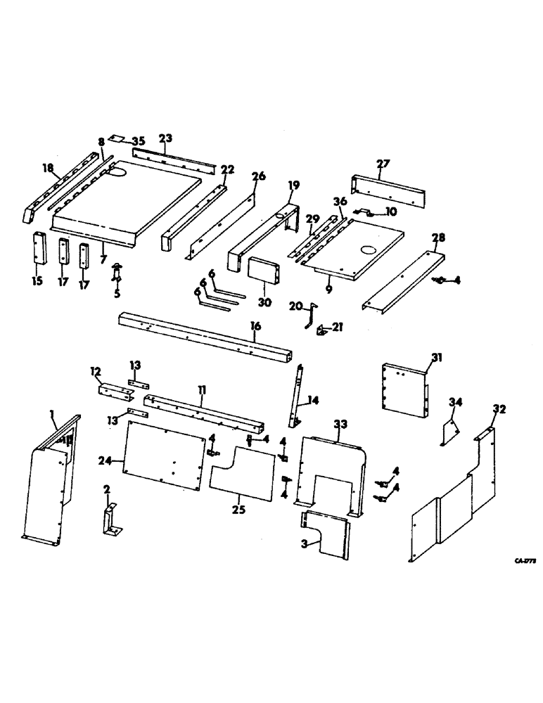 Схема запчастей Case IH 915 - (A-16) - CHASSIS, RADIATOR AND SHEET METAL, ENGINE HOOD COVER, FOR DT-414 DIESEL ENGINE, S/N 2350 AND ABOVE Chassis, Radiator & Sheet Metal