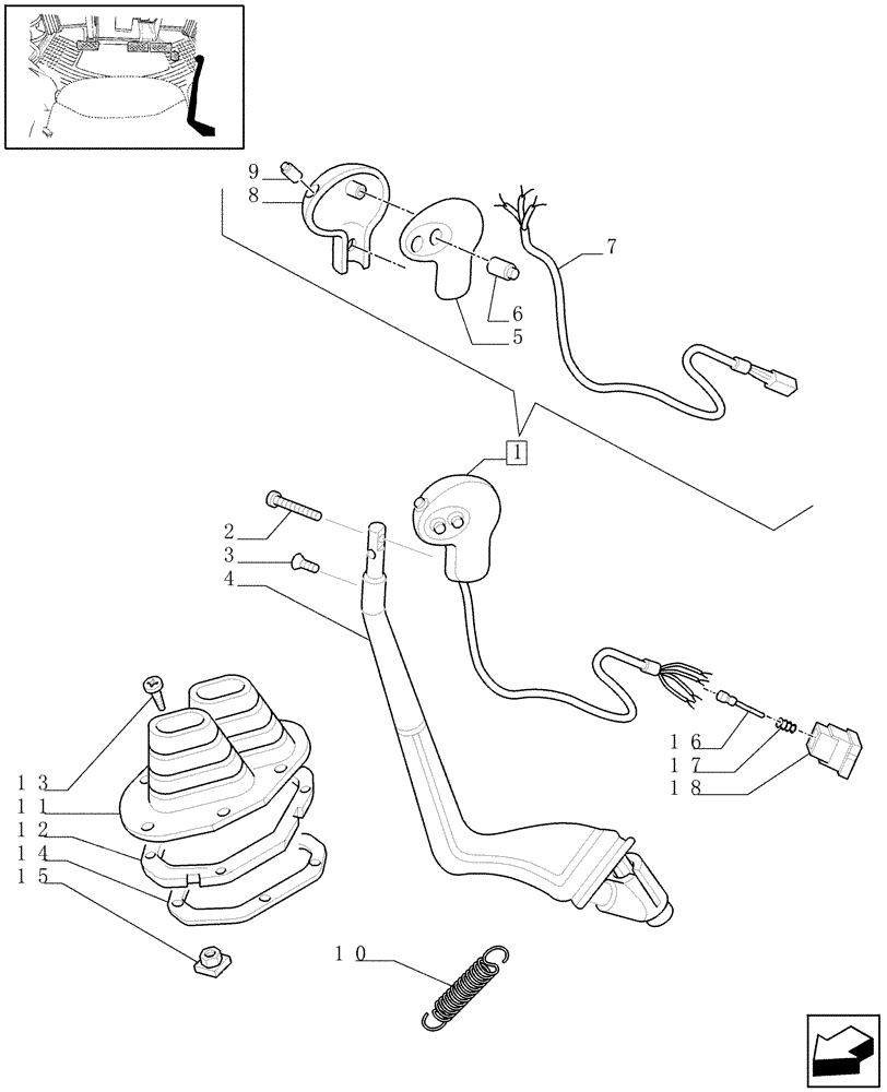 Схема запчастей Case IH JX1080U - (1.96.0/07) - (VAR.095) HYDRAULIC POWER CLUTCH - EXTERNAL CONTROL (10) - OPERATORS PLATFORM/CAB