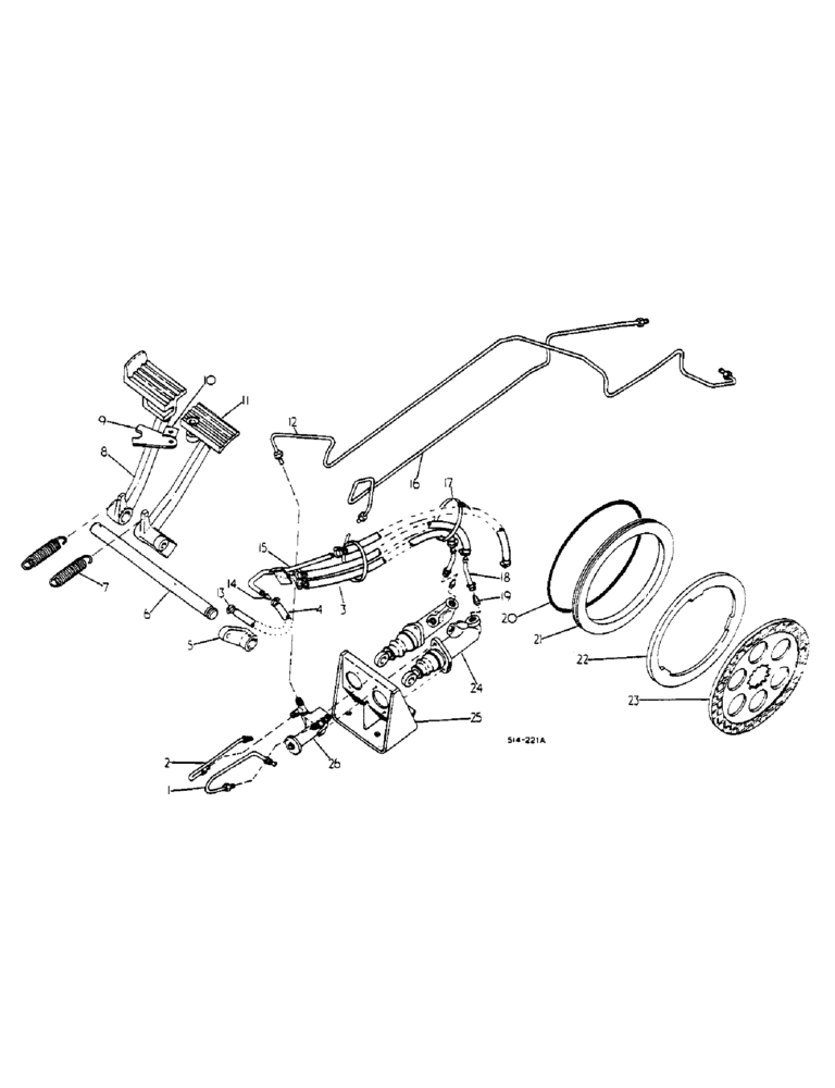 Схема запчастей Case IH 585 - (04-002) - BRAKE CYLINDERS AND CONNECTIONS, UP TO 6445, UP TO 258/598 (5.1) - BRAKES