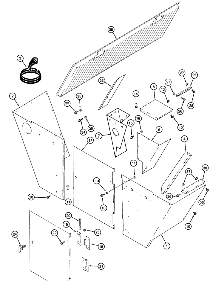 Схема запчастей Case IH 2155 - (9F-10) - SIDE SCREENS AND DOORS (12) - CHASSIS