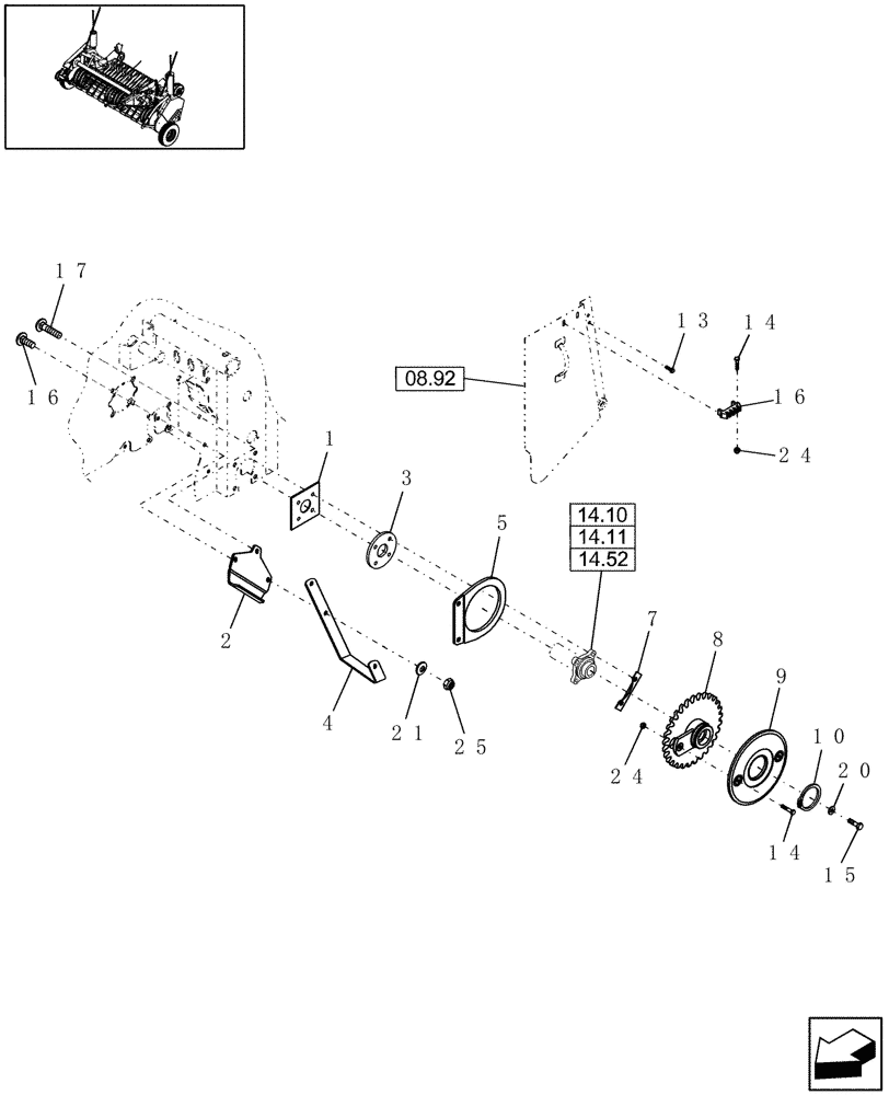 Схема запчастей Case IH RB464 - (13.337) - 1.8M DUAL CAM WIDE PICKUP & STUFFER FEEDER MOUNTING, EUROPE & R.O.W. (13) - FEEDER