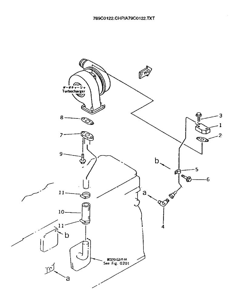 Схема запчастей Case IH 7000 - (C01-22) - ENGINE, TURBOCHARGER OIL PIPING Engine & Engine Attachments