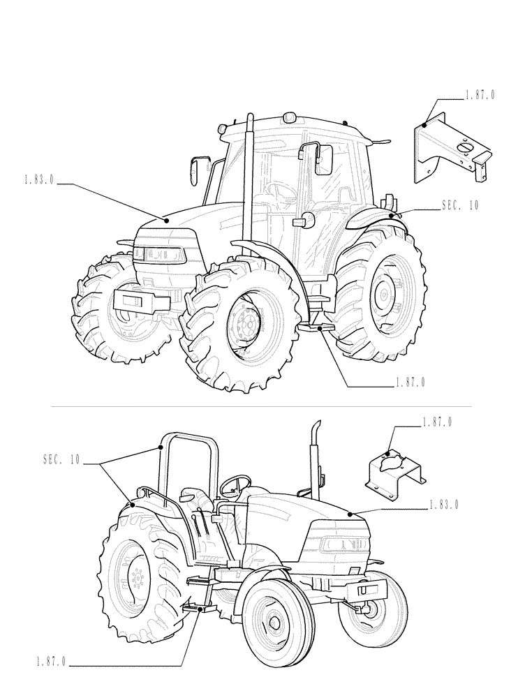 Схема запчастей Case IH JX70 - (SEC. 08) - SHEET METAL (00) - GENERAL
