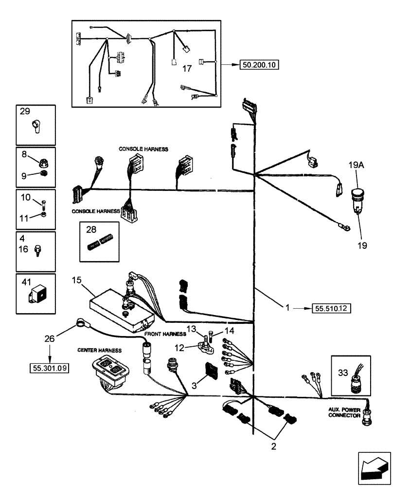 Схема запчастей Case IH 2577 - (55.510.11) - HARNESS - CAB, LOWER REAR (55) - ELECTRICAL SYSTEMS
