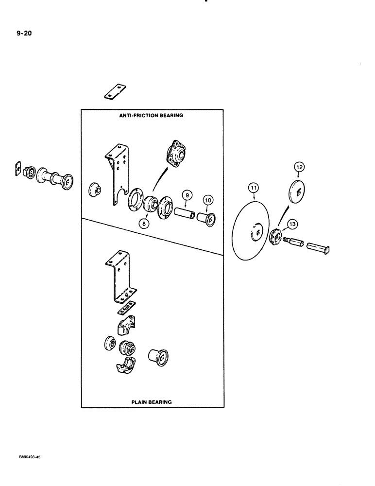 Схема запчастей Case IH 122 - (9-20) - DISK GANGS WITH PLAIN AND ANTI-FRICTION BEARINGS (09) - CHASSIS/ATTACHMENTS