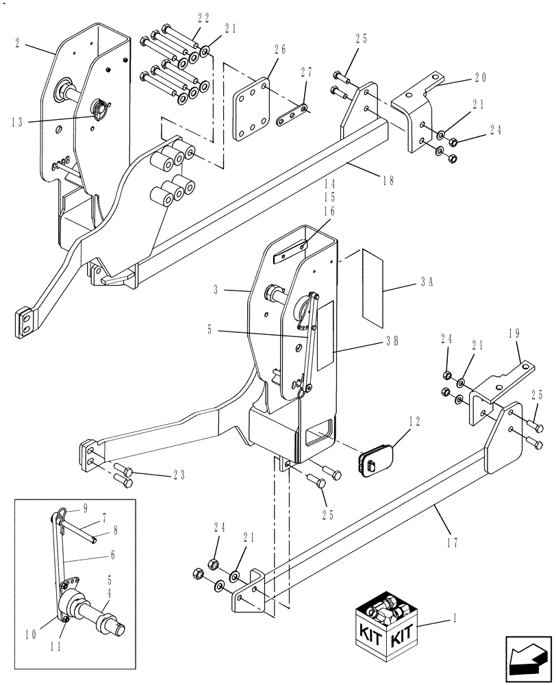 Схема запчастей Case IH L360 - (002.03) - DIA KIT, MOUNT - FARMALL 45A/55A - 715782186 