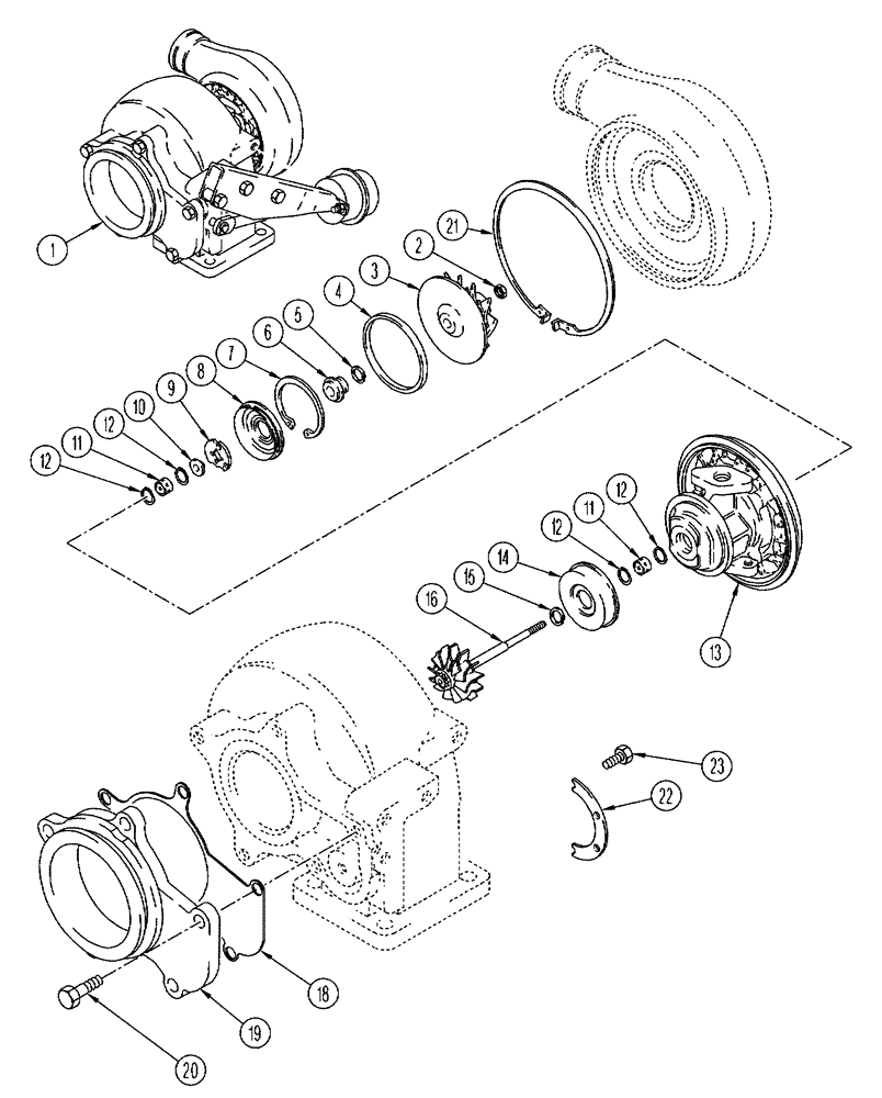 Схема запчастей Case IH FLX4300 - (02-038) - TURBOCHARGER - ASSEMBLY (01) - ENGINE