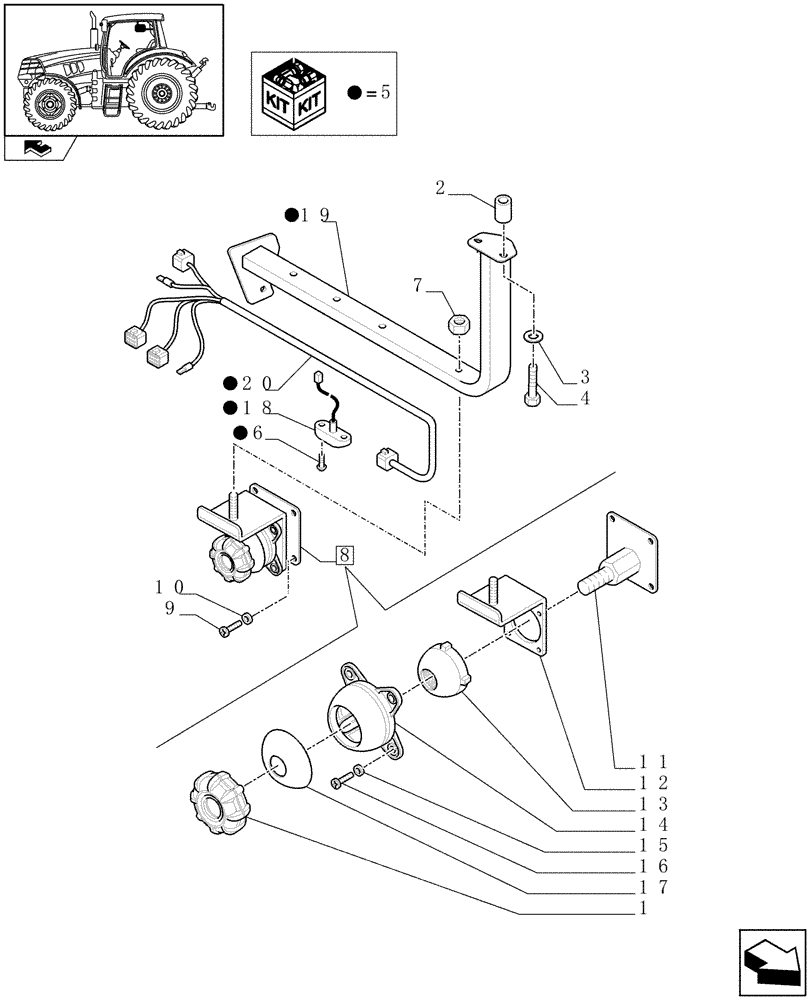 Схема запчастей Case IH MAXXUM 120 - (1.76.0/04) - BRACKET FOR MOUNTING EQUIPMENT MONITORS (VAR.338761) (06) - ELECTRICAL SYSTEMS