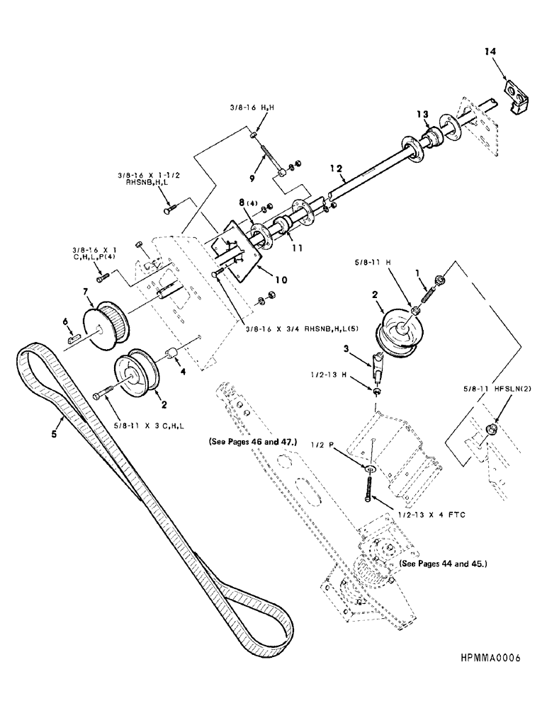Схема запчастей Case IH 8830 - (34) - SICKLE DRIVE ASSEMBLY, RIGHT, 21 FOOT (58) - ATTACHMENTS/HEADERS