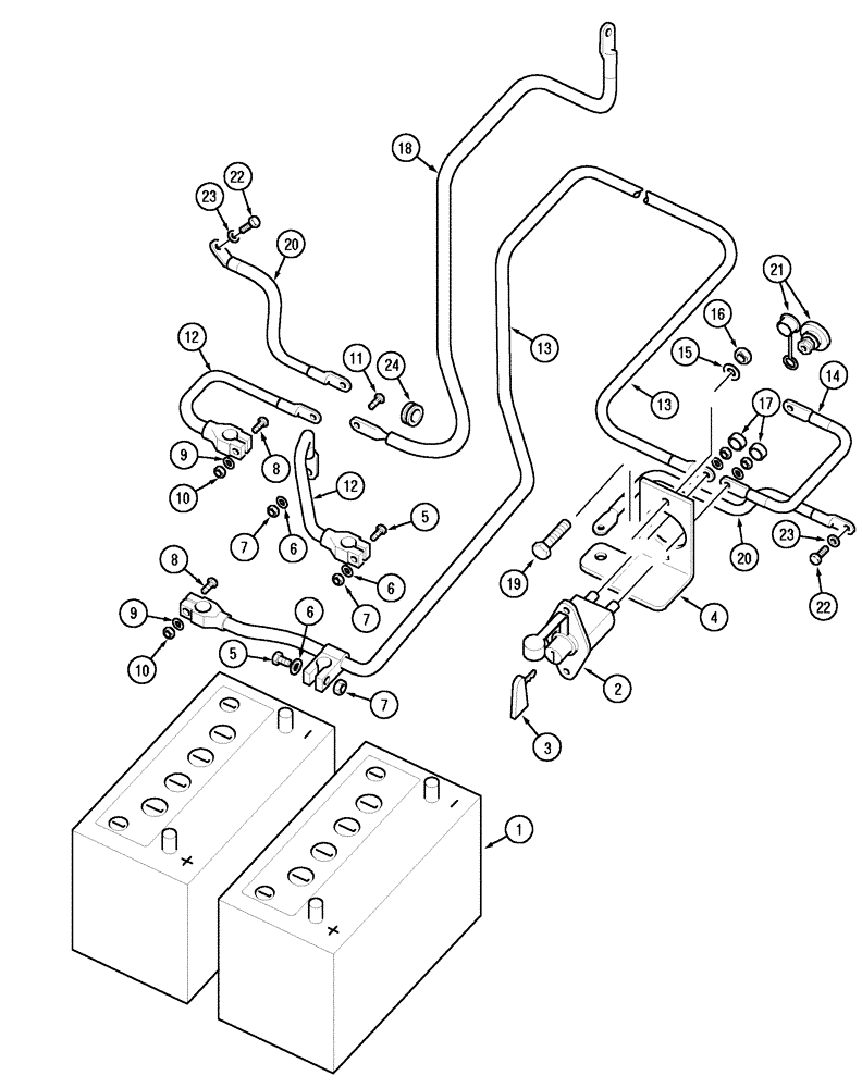 Схема запчастей Case IH MX170 - (04-12) - BATTERY AND CABLES (55) - ELECTRICAL SYSTEMS