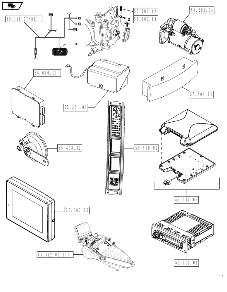 Схема запчастей Case IH MAGNUM 210 - (00.000.55) - PICTORIAL INDEX - ELECTRICAL SYSTEMS (00) - GENERAL & PICTORIAL INDEX