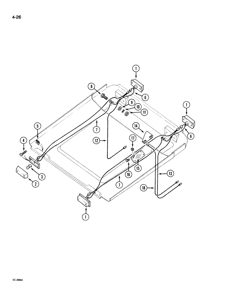 Схема запчастей Case IH 395 - (4-026) - ROPS CANOPY WIRING AND LIGHTS (04) - ELECTRICAL SYSTEMS