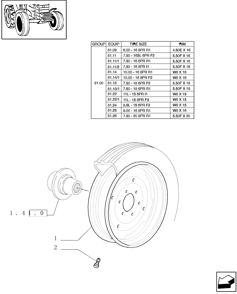 Схема запчастей Case IH JX70U - (81.00[01]) - DRIVE WHEEL RIM (2WD) (11) - WHEELS/TRACKS