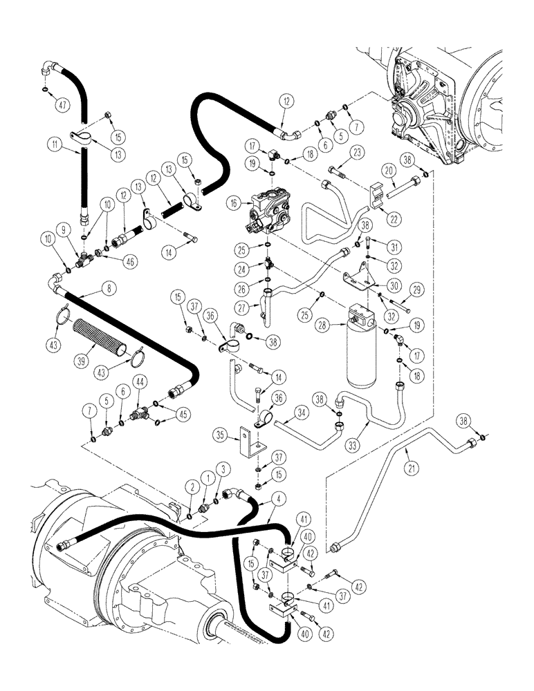 Схема запчастей Case IH STX375 - (08-06) - 400 SERIES AXLE HYDRAULICS - LUBRICATION AND COOLING CIRCUIT, BSN JEE0102001 (08) - HYDRAULICS