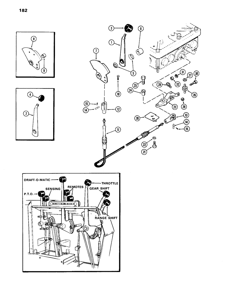 Схема запчастей Case IH 870 - (182) - RANGE SHIFT LINKAGE, POWER SHIFT (06) - POWER TRAIN