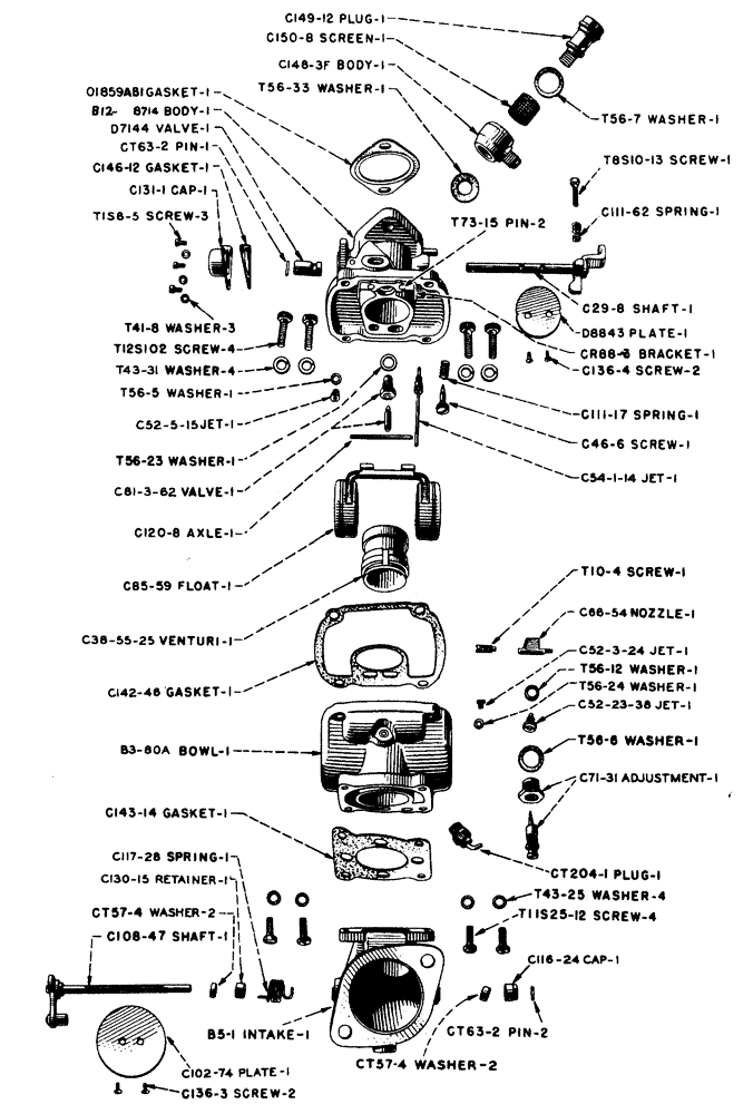 Схема запчастей Case IH LA-SERIES - (010) - 04669AB ZENITH CARBURETOR, MODEL K6A OUTLINE NO. O-8714 (03) - FUEL SYSTEM
