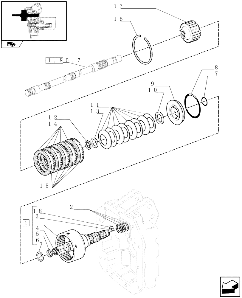 Схема запчастей Case IH PUMA 140 - (1.80.7/01[01]) - PTO, CLUTCH - SHAFT CONTROL PTO ASSY AND CLUTCH PLATES (VAR.330800) (07) - HYDRAULIC SYSTEM