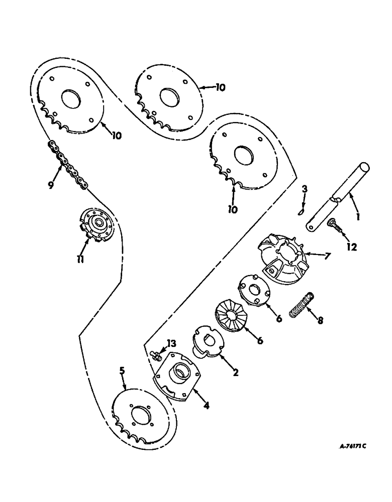 Схема запчастей Case IH 503 - (101) - ELEVATOR CHAIN DRIVE (76) - SECONDARY CLEANING/DESTEMMING