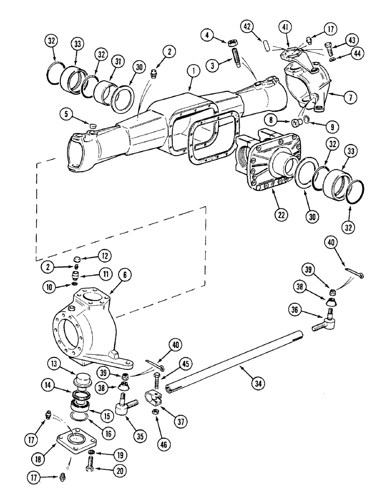 Схема запчастей Case IH 1594 - (5-126) - FRONT AXLE HOUSING, MFD TRACTORS, PRIOR TO P.I.N. 11221501 (05) - STEERING