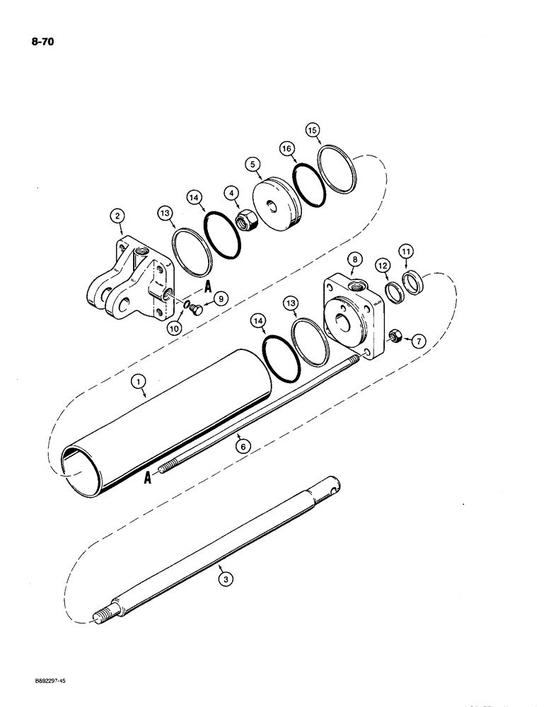 Схема запчастей Case IH 780 - (8-70) - WING LIFT CYLINDER, 1272486C91, TIE-BOLT TYPE, 4 INCH ID (08) - HYDRAULICS