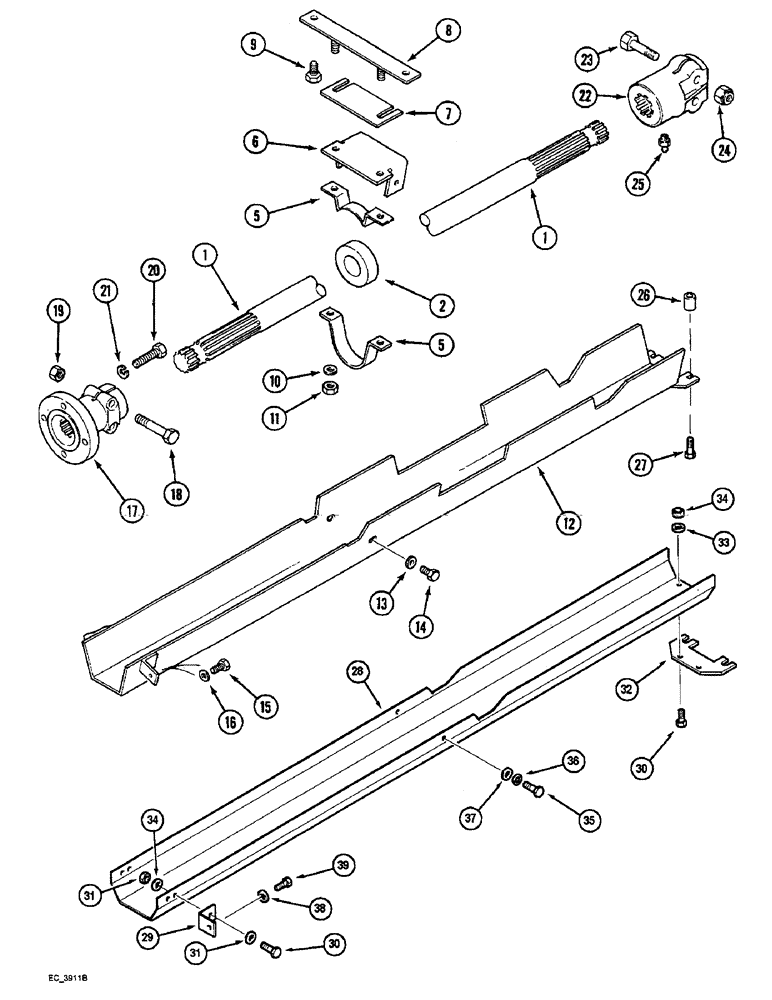 Схема запчастей Case IH 3230 - (6-108) - MECHANICAL FRONT DRIVE, DRIVE SHAFT AND SHIELD (06) - POWER TRAIN