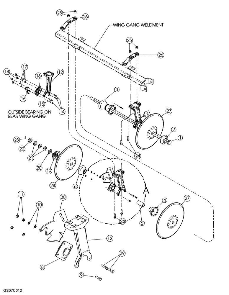 Схема запчастей Case IH 370 TRUE-TANDEM - (75.200.12) - 9 INCH RIGID WING GANG PARTS 2007 MODELS AND AFTER (75) - SOIL PREPARATION