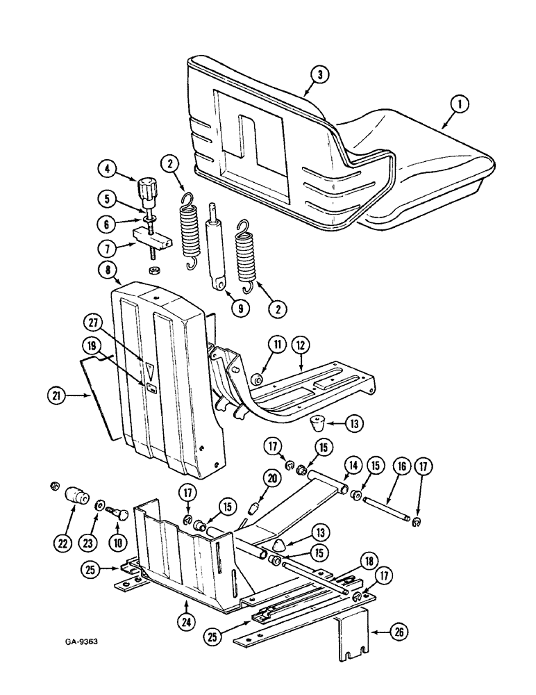 Схема запчастей Case IH 633 - (9-666) - SEAT - SABLE, 2500/7 (09) - CHASSIS/ATTACHMENTS