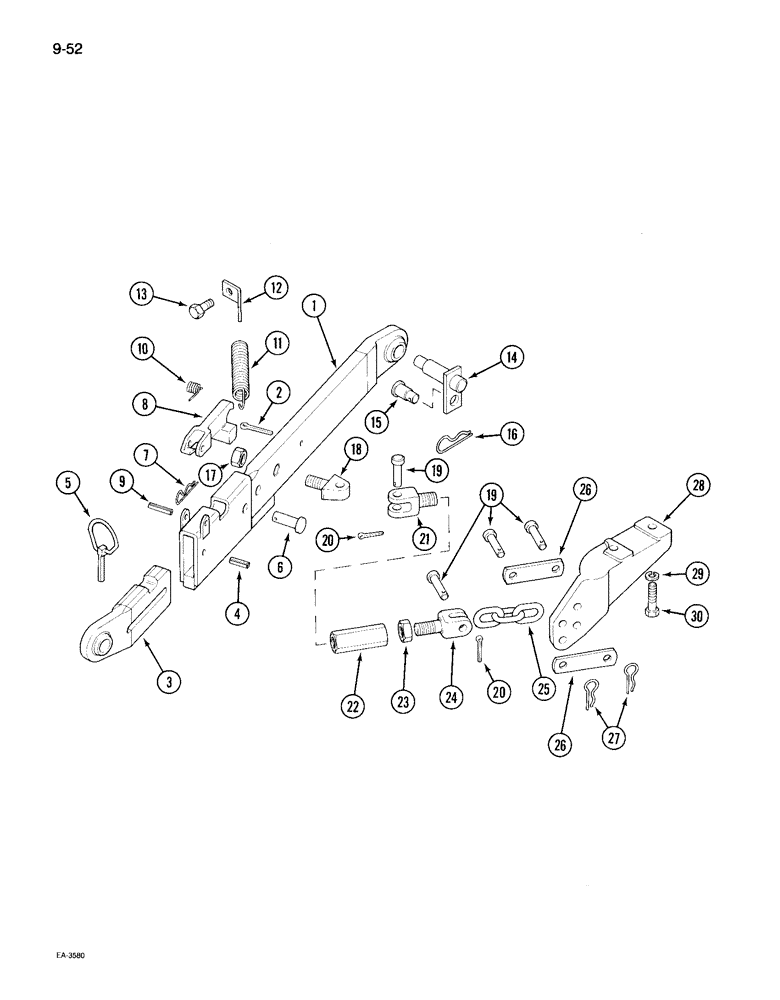 Схема запчастей Case IH 495 - (9-052) - THREE POINT HITCH, TELESCOPIC LOWER LINKS (09) - CHASSIS/ATTACHMENTS
